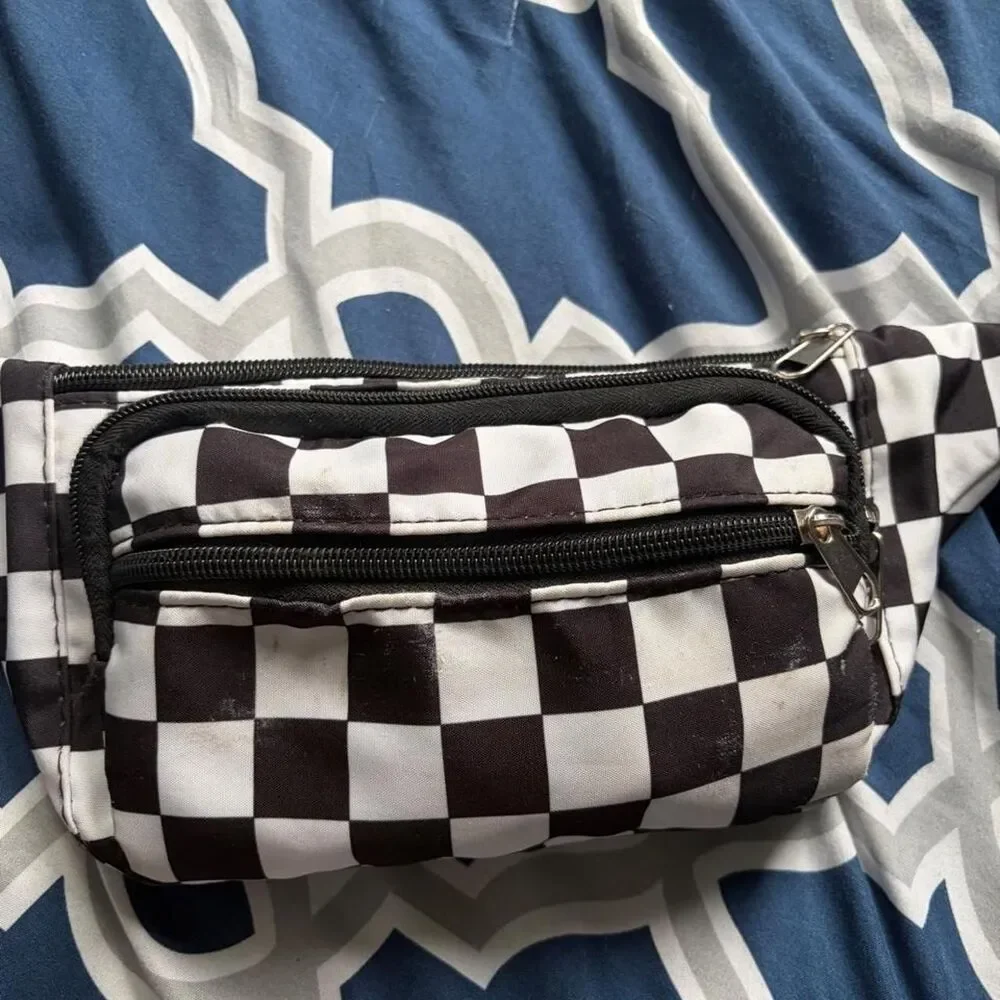 Black and White Plaid Fanny Pack